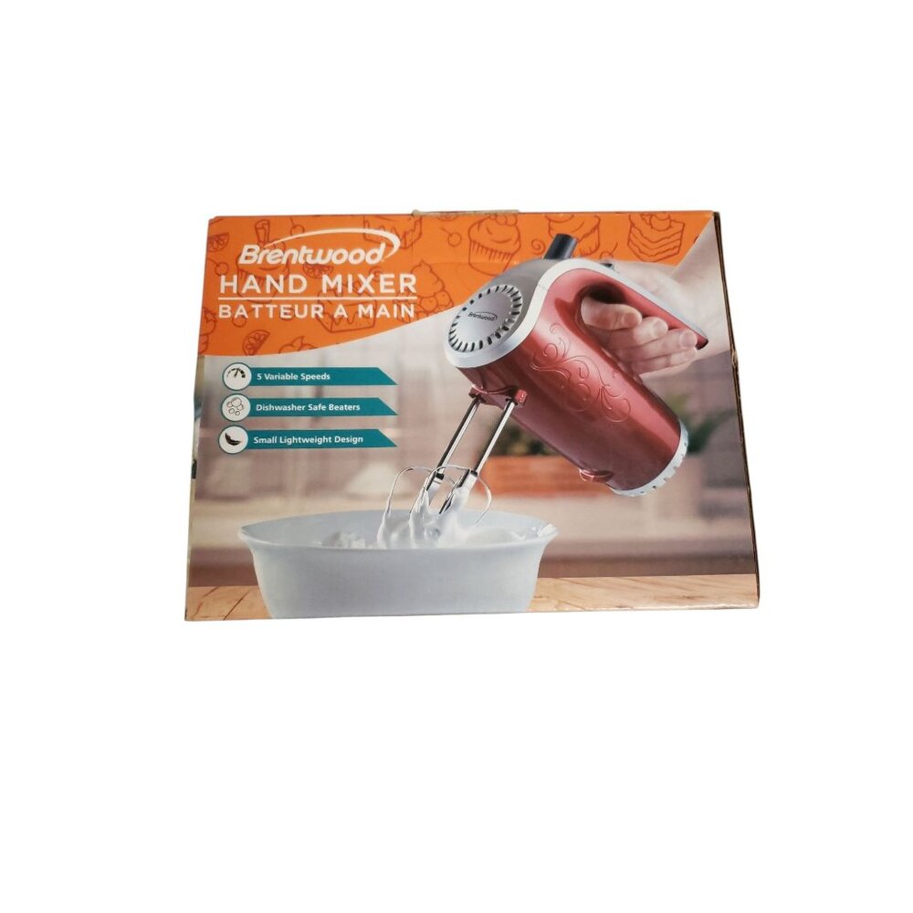 Brentwood Red 5-Speed Hand Mixer (New in Box)